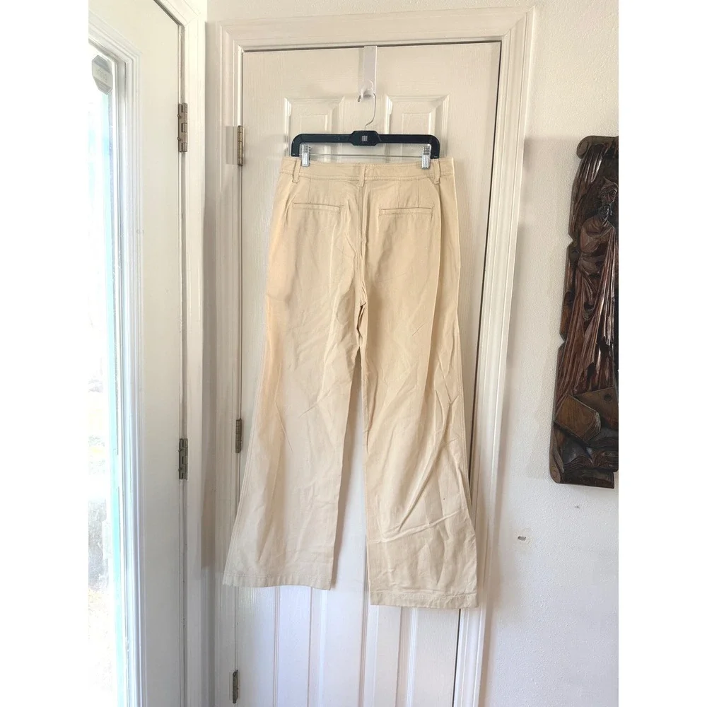 Lauren Ralph Lauren Wide‎ Leg Trousers Beige Tan High Rise Cotton Pants Size 6